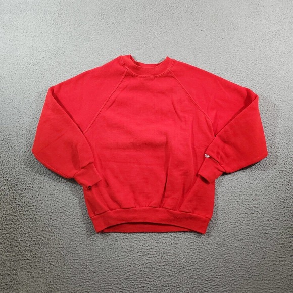Vintage Dickies Sweatshirt Boys Small Red Solid Crew Neck Pullover Made USA - Picture 1 of 10